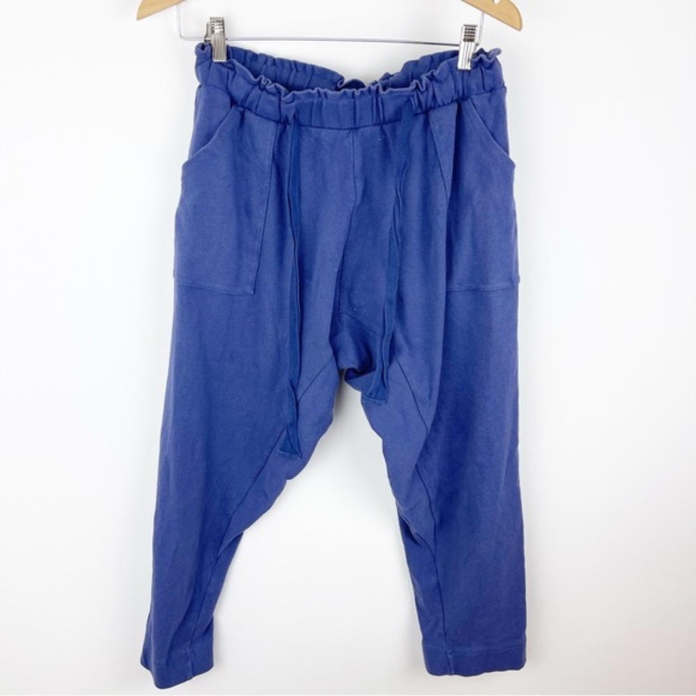 Free People Beach Blue Patch Pocket Drawstring Gathered Waist Size Small